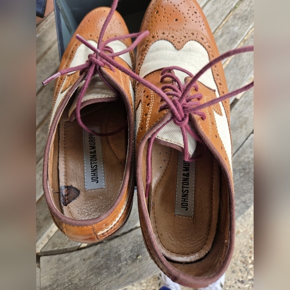 Johnston & Murphy Tan Calfskin Wingtip Shoes Good Condition Gently Used - Picture 6 of 9